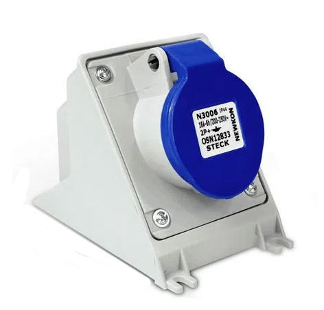 Tomada de Sobrepor 2P+T 16A 220/240V N-3006 Azul 6H Newkon Steck